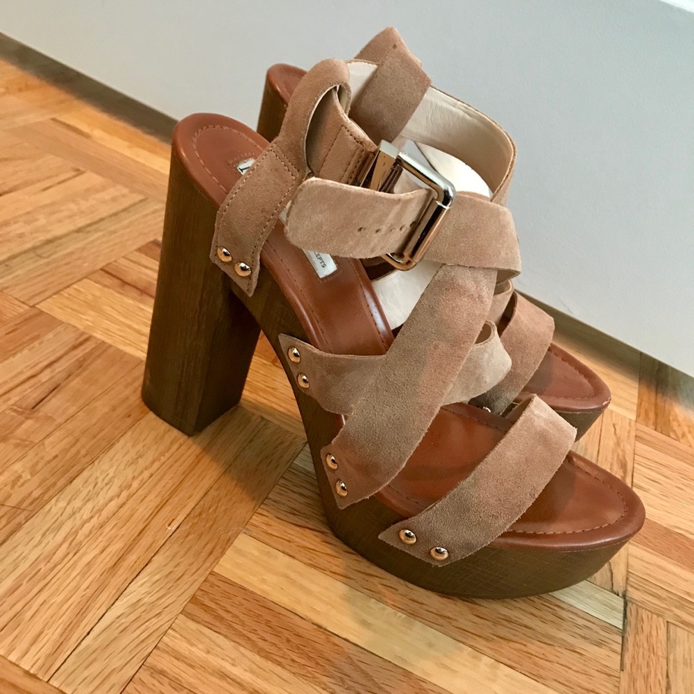 Brown wedge sandals
